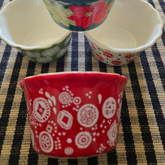 The Pioneer Woman Stoneware Bakeware Ramekin Lot slight glazing 4 piece set - Picture 10 of 15